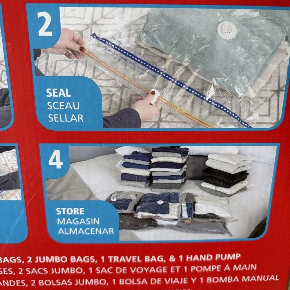 Hefty Shrink Pak 12PC Vacuum Storage Bags Variety Pack Assorted Hand Pump Includ
